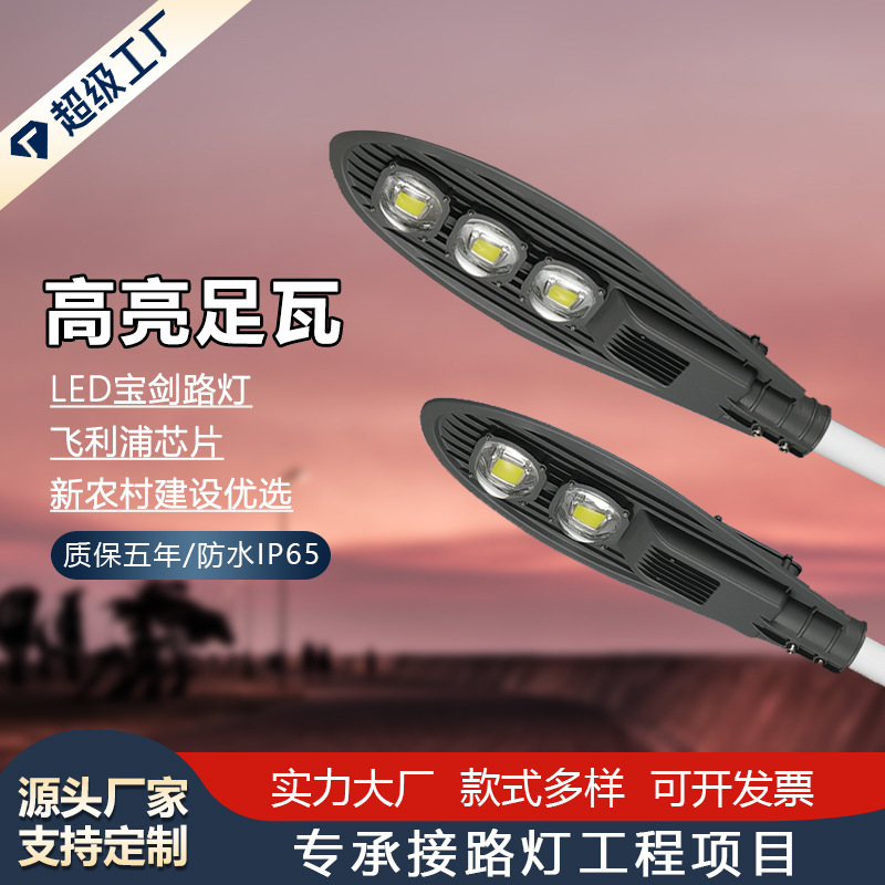 Transfronterizo al por mayor 100W al aire libre brillante espada rural de un solo brazo lámpara de calle comercial LED Super brillante 6 m ingeniería lámpara de calle