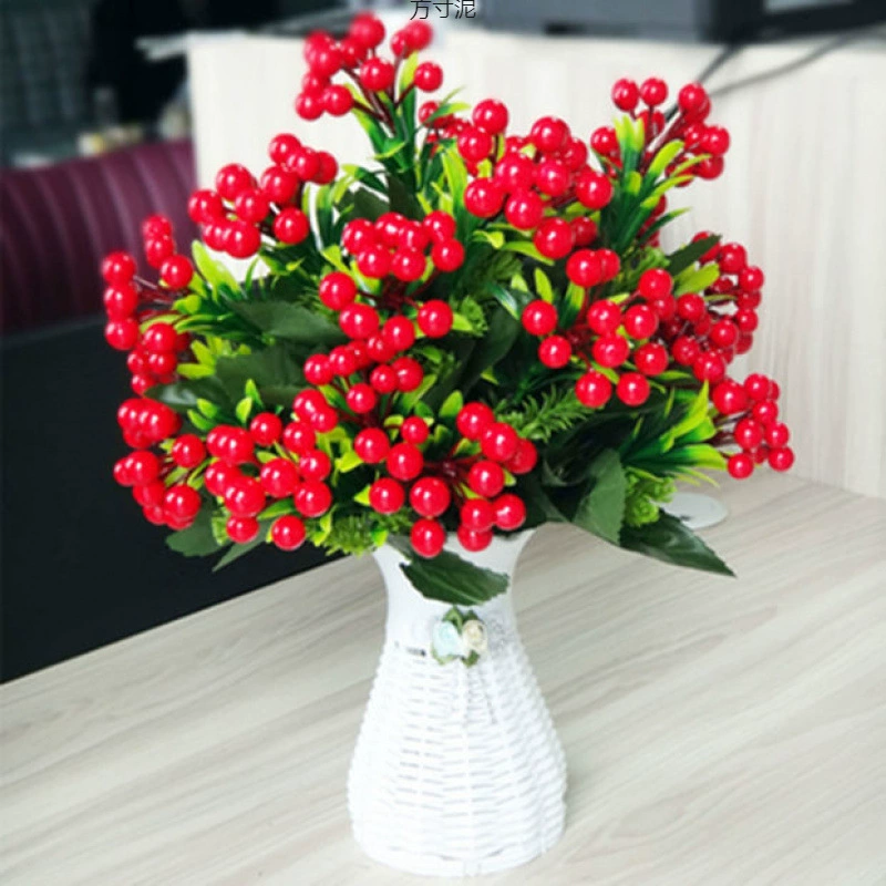 Удачный фрукт Удачный фрукт Гостиная Ягоды имитация красного фрукта Холли Акация Красный поддельный цветок Маленький красный фруктовый орнаст