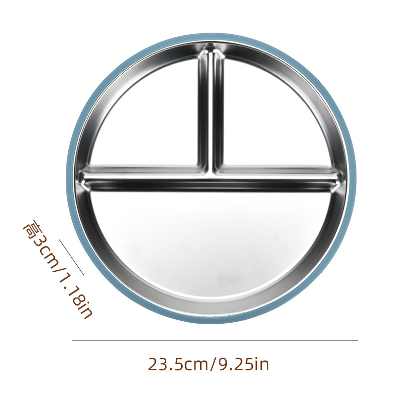 Platos de acero inoxidable con ventosa, silicona antideslizante, aislamiento térmico, niños