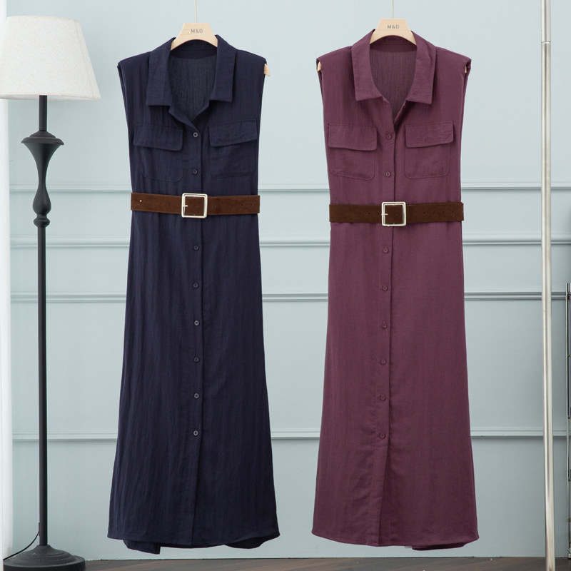 Tencel Linen Sleeveless Shirt Vest Dress for Women 2026 Summer New Style Elegant and Decent Waist-Cinching A-Line Long Dress Tencel Linen Sleeveless Shirt Vest Dress for Women 2026 Summer New Style Elegant and Decent Waist-Cinching A-Line Long Dress