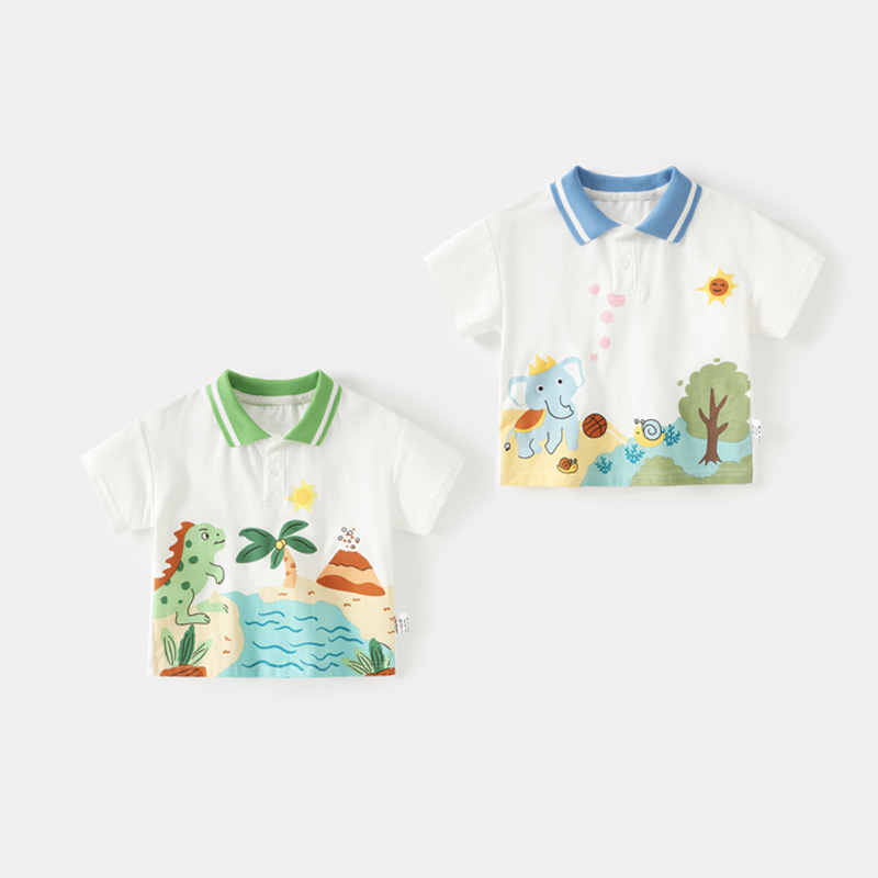 Boys' polo collar short-sleeved T-shirt, summer style, baby top, new style, short sleeve, children's summer thin cotton clothing