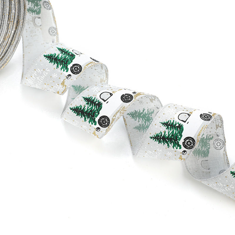 Navidad transfronteriza imitación de lino cinta cinta cinta regalo de Navidad embalaje arco accesorios cinta decoración al por mayor