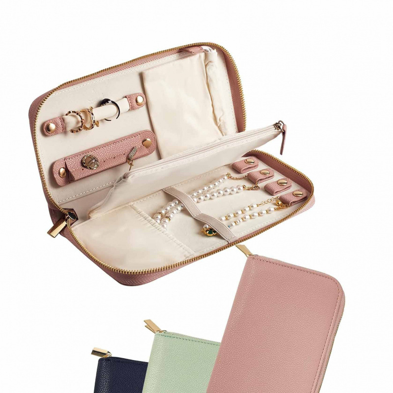 Joyero de cuero de Amazon Bolso de almacenamiento de joyas portátil multifuncional Collar Anillo Caja de joyería Collar Bolsa de almacenamiento