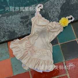 新款韩版波点抹胸简约纯欲木耳边连体泳衣女+单独抽绳裙式蛋糕裙