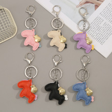 2025新款马上有钱pu皮质钥匙扣创意可爱小马包包挂件配饰批发