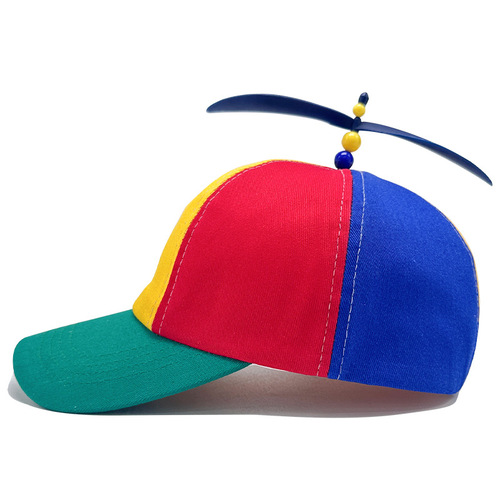 2025 Baseball Cap Spring and Autumn Fashion Striped Parent-Child Sun Hat Cartoon Cute Propeller Sunshade Hat