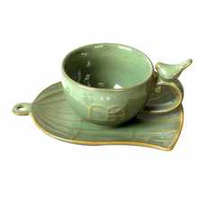 批发复古浮雕中式芭蕉叶陶瓷饭盘菜盘餐具绿色树叶造型碗沙拉碗水