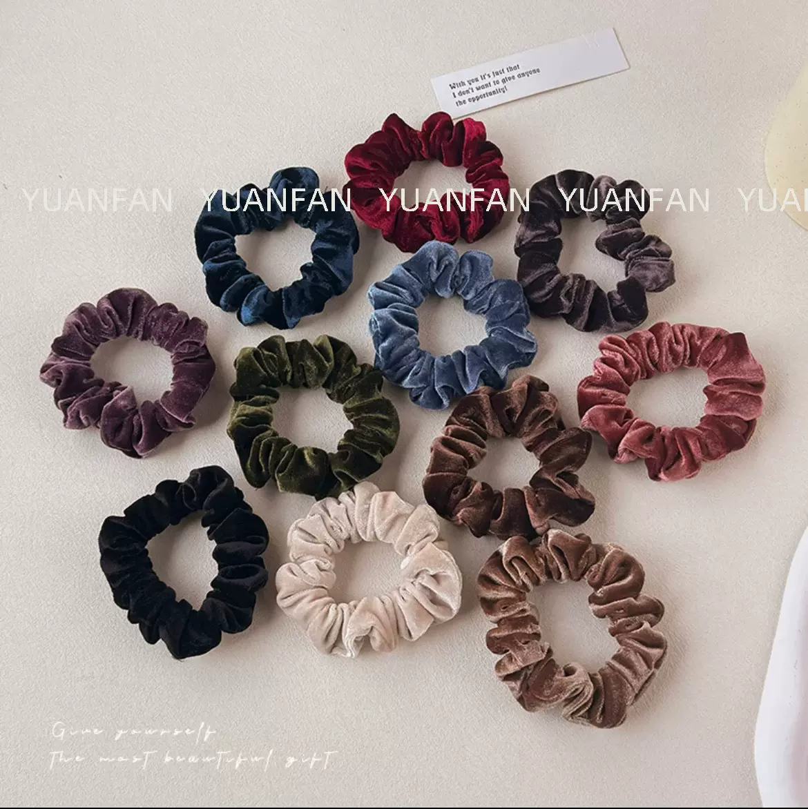 高端秋冬气质醋酸绒小肠发圈时尚简约皮筋百搭丸子马尾头绳发饰