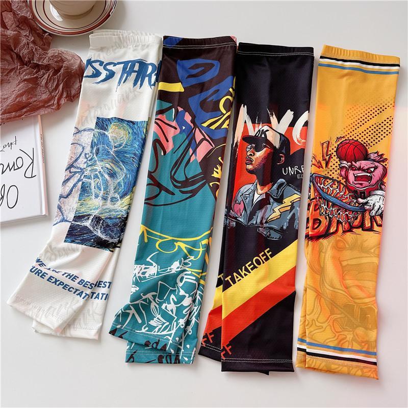 Sun Protection Cooling Sleeve Summer Hip-Hop Trend Ice Silk Men's Driving Arm Sleeves Outdoor Driving Arm Guard Cycling Sleeve