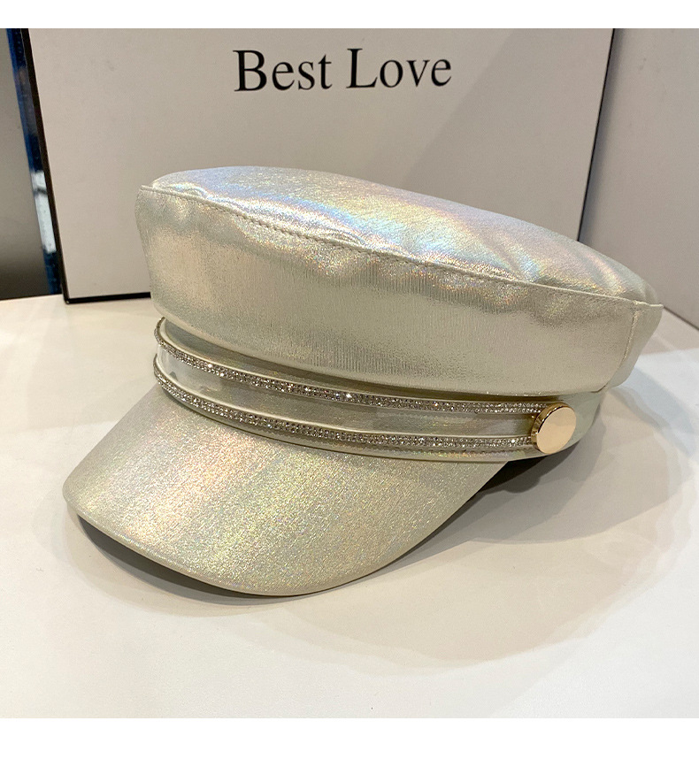 Women's Casual Elegant Sparkly Rhinestone Wide Eaves Beret Hat display picture 6