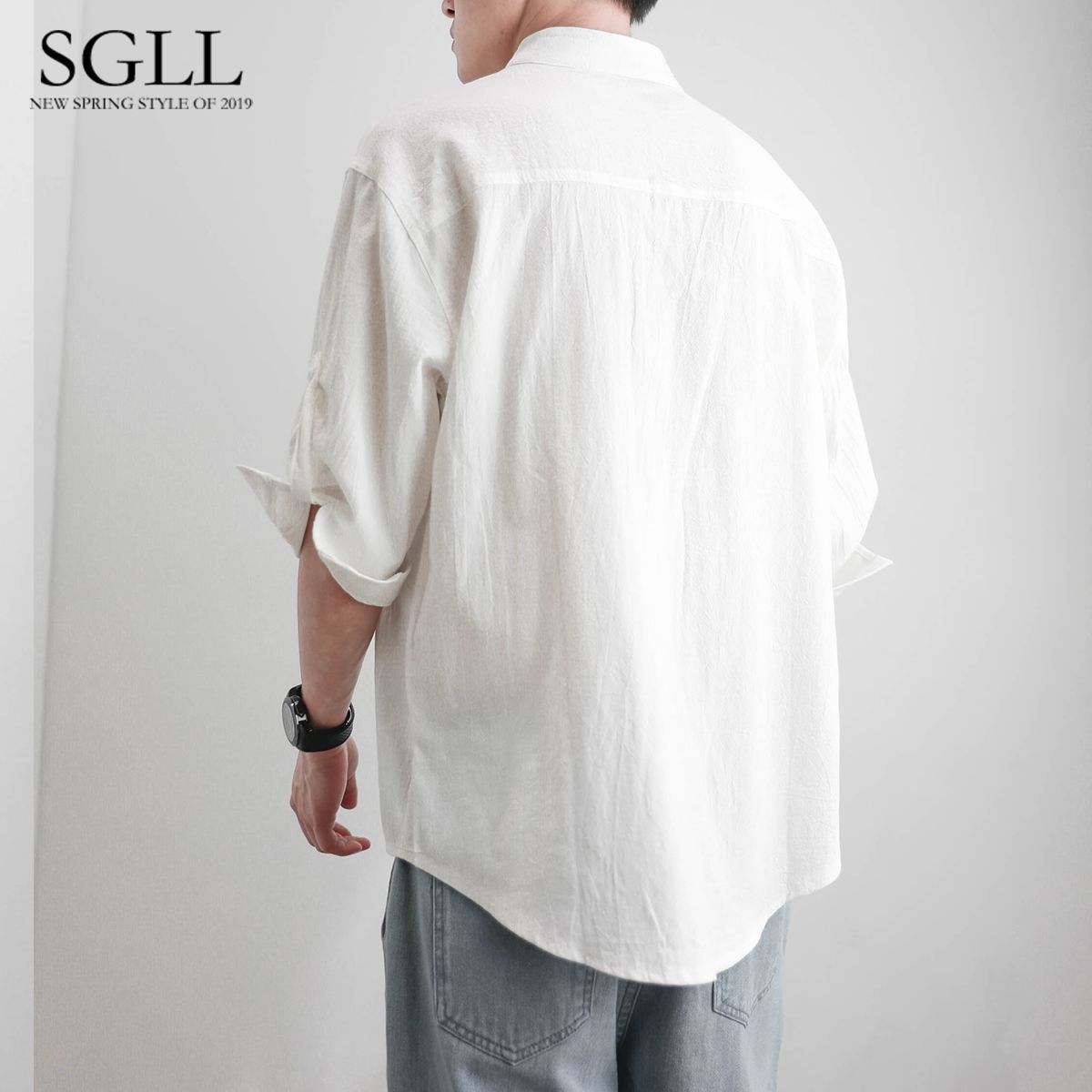 Camisa de lino Camisa de manga corta para hombre Chaqueta casual de algodón y lino de verano para hombre de estilo chino para hombre Chaqueta de media manga