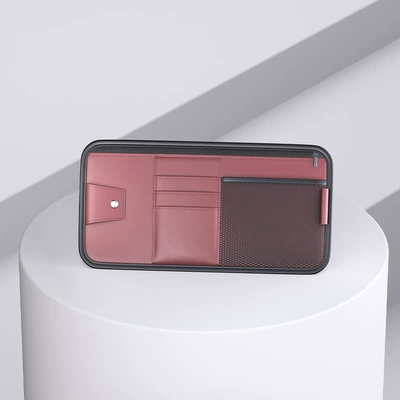 Card Storage Bag, Zipper Car – Car Glasses Clip/Bill Clip - 3103-bill-holder-red