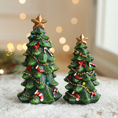 クロスボーダークリスマス置物樹脂デスクトップミニ置物ヘラジカ雪屋彩色絵クリスマスツリーペンダント装飾