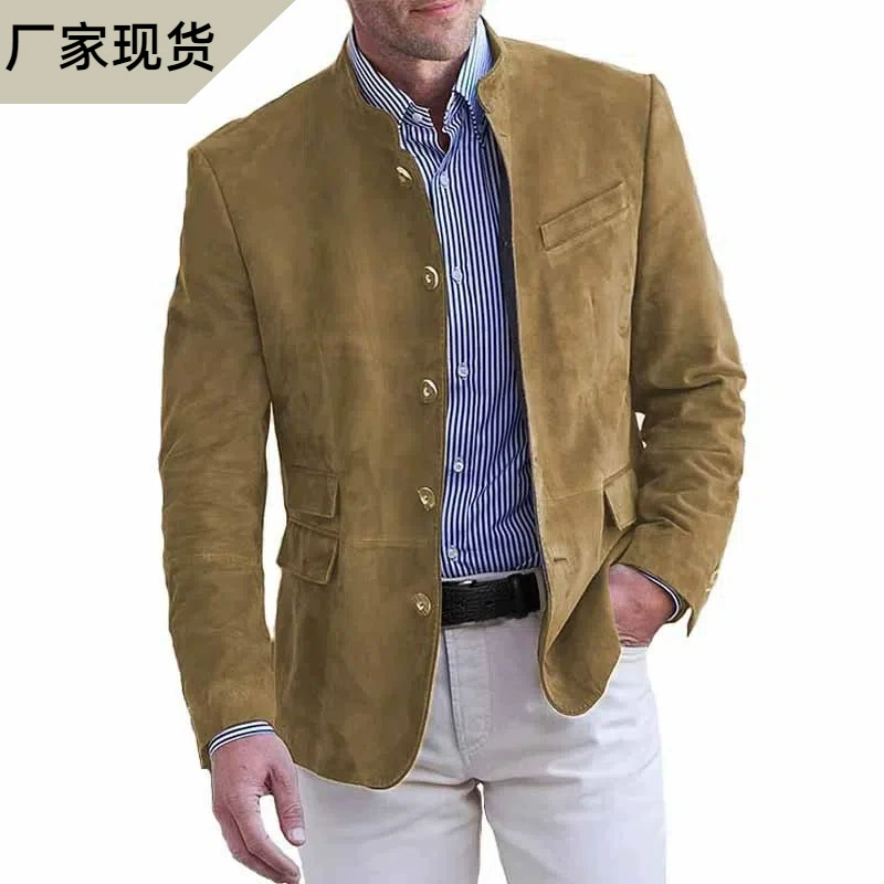 Весенне-осенняя новая трансграничная мужская одежда Amazon, европейская и американская мужская одежда, новый мужской однобортный простой повседневный костюм