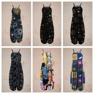 2024 Cross-border Women's Independent Station Explosions Printed Harlan Crotch Pants Sleeveless Sling Spring and Summer