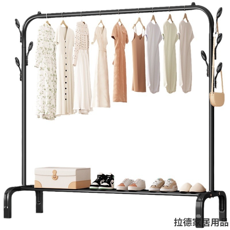 Percha de secado de ropa de piso dormitorio doméstico colgar ropa plegable de una sola varilla simple dormitorio interior móvil percha de sombrero