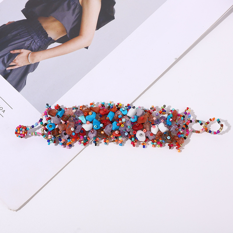Ethnic Style Colorful Natural Stone Hollow Bracelet Handmade Beaded Bohemian Hollow Seed Bead Gravel Bracelet Ethnic Style Colorful Natural Stone Hollow Bracelet Handmade Beaded Bohemian Hollow Seed Bead Gravel Bracelet