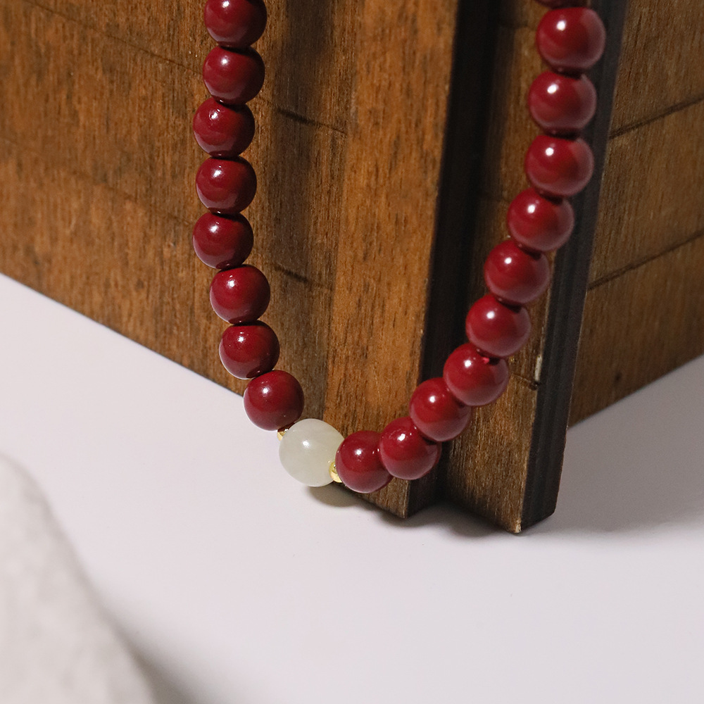 Nuevo estilo chino cinmar jade cuerda elástica cuerdas de mano nicho retrógrado transferencia DIY pareja accesorios de brazalete