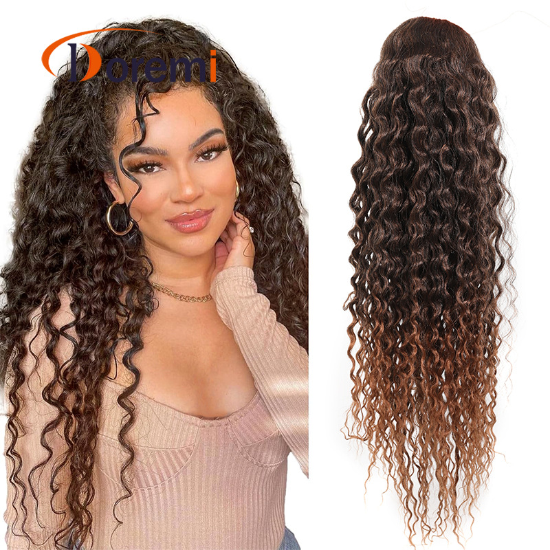 Extension per capelli e parrucche parrucca in fibra chimica da donna piccola riccia elastica con coulisse coda di cavallo Coda di cavallo profonda 60cm160g_voghion.com