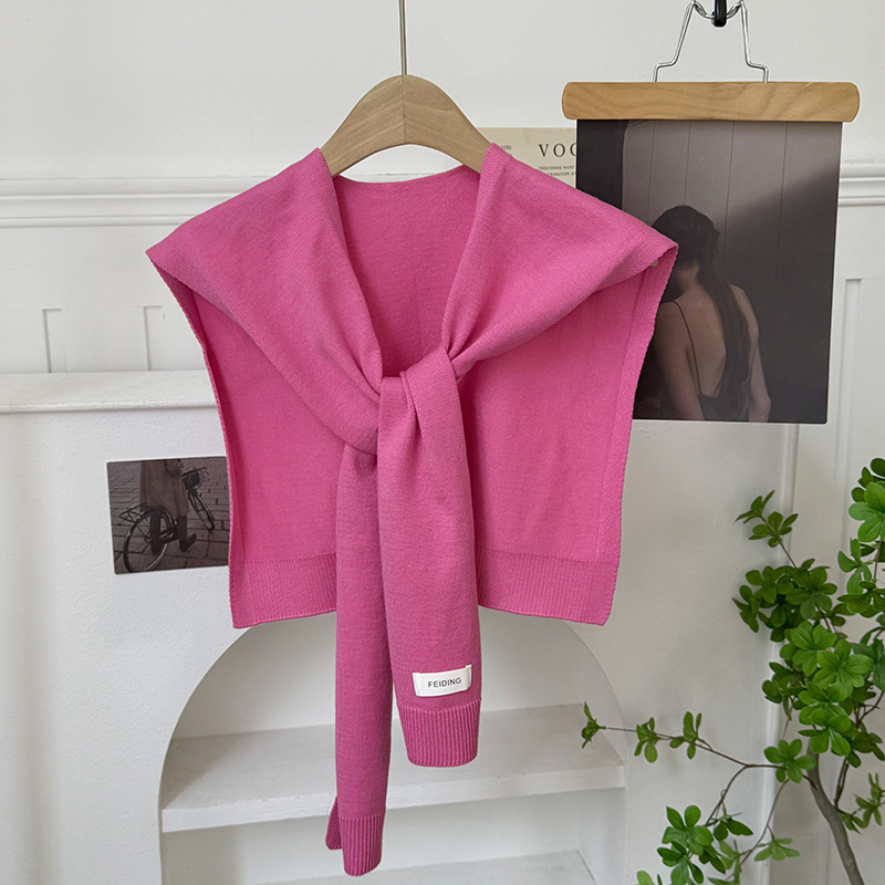 Versión coreana del chal de punto de color sólido, ropa de moda de alta gama, aire acondicionado, protección del cuello, protección solar, chaleco pequeño, bufanda cálida