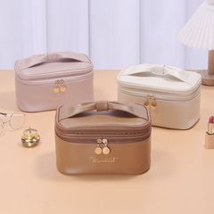 比鄰文化亞馬遜專供化妝包PU皮大容量女雙層多功能高級感 箱包廠