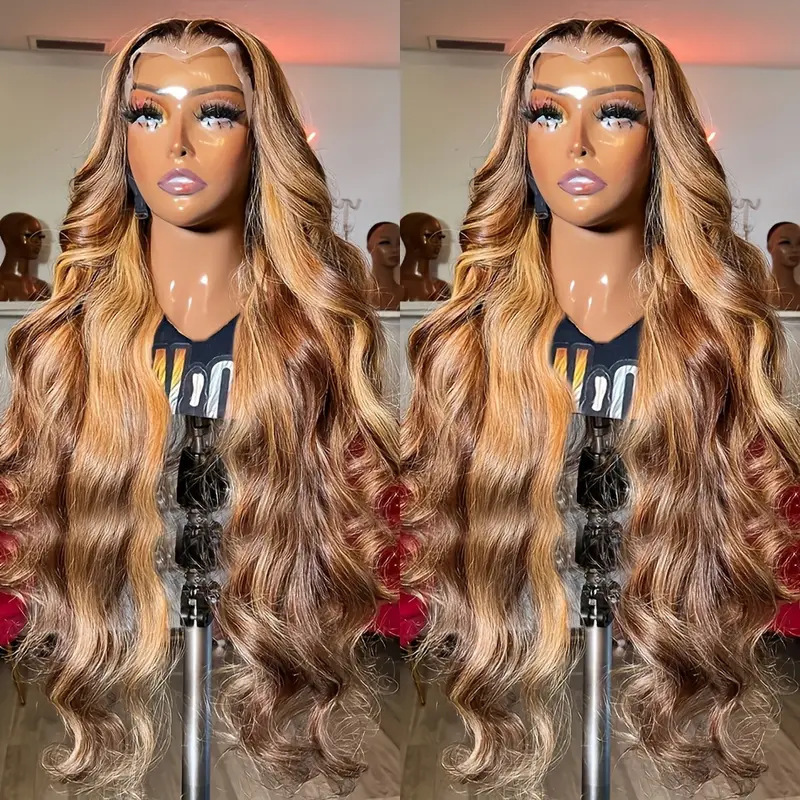 12A Front Lace Wig Women's Front Large Wave Piano Color Long Curly Hair Full Head Cover