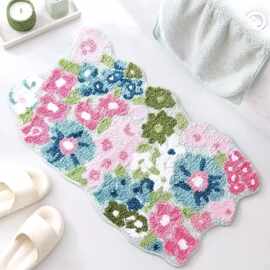 卡通动漫花卉仿羊绒浴室地垫家用卫生间厕所门口脚垫吸水防滑地垫
