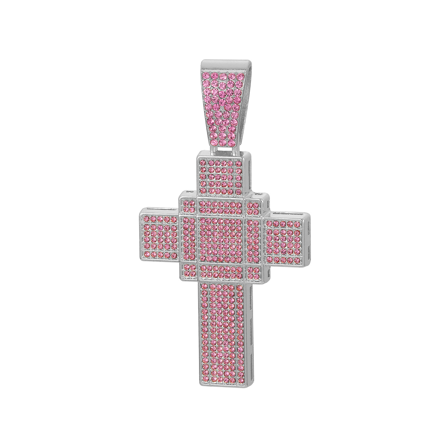 Collana con croce tridimensionale rosa oversize da donna_voghion.com