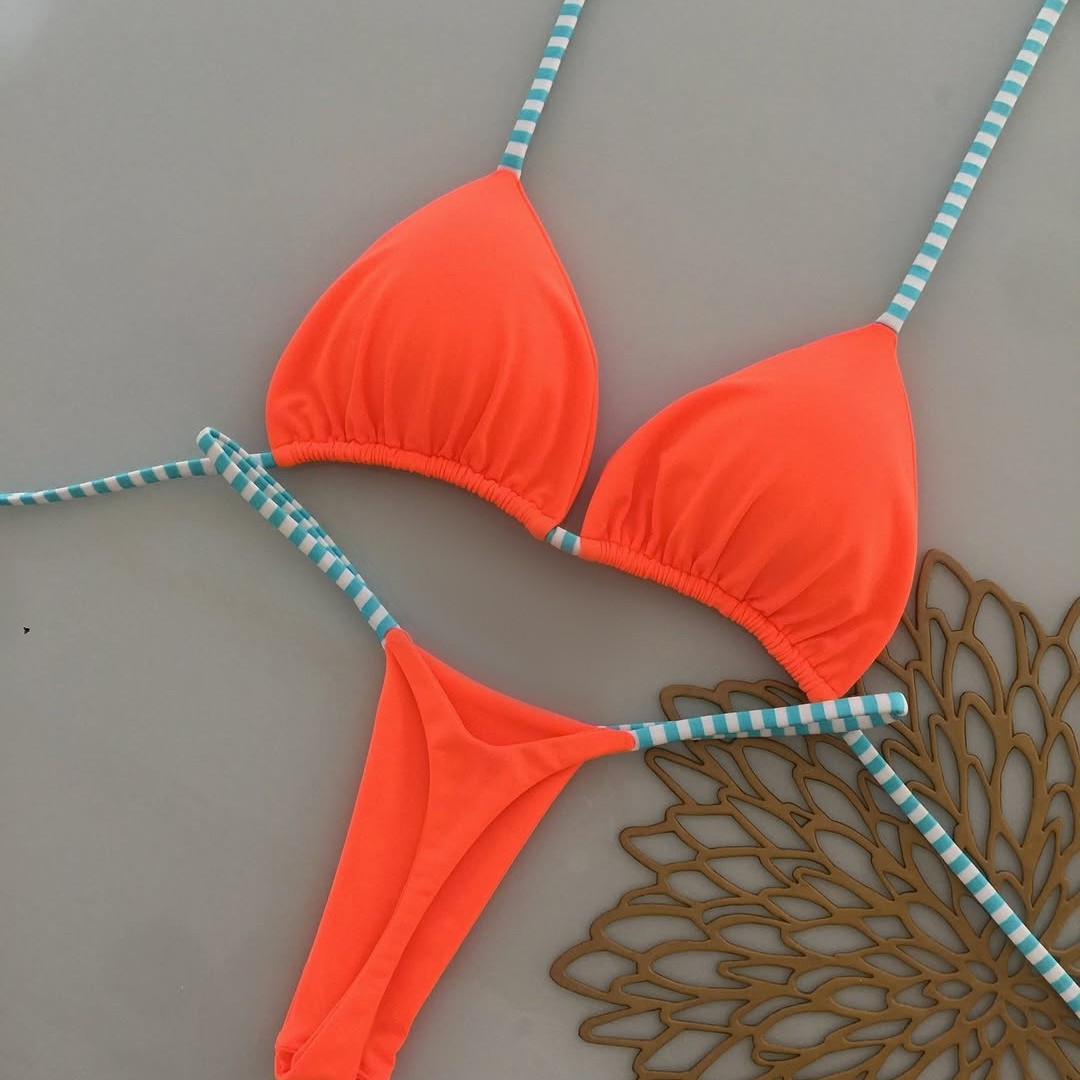 Dameskleding: Sexy stringbikini set, tweedelig badpak, sneldrogend polyester, bescheiden bedekking, klaar voor strand en zwembad._voghion.com