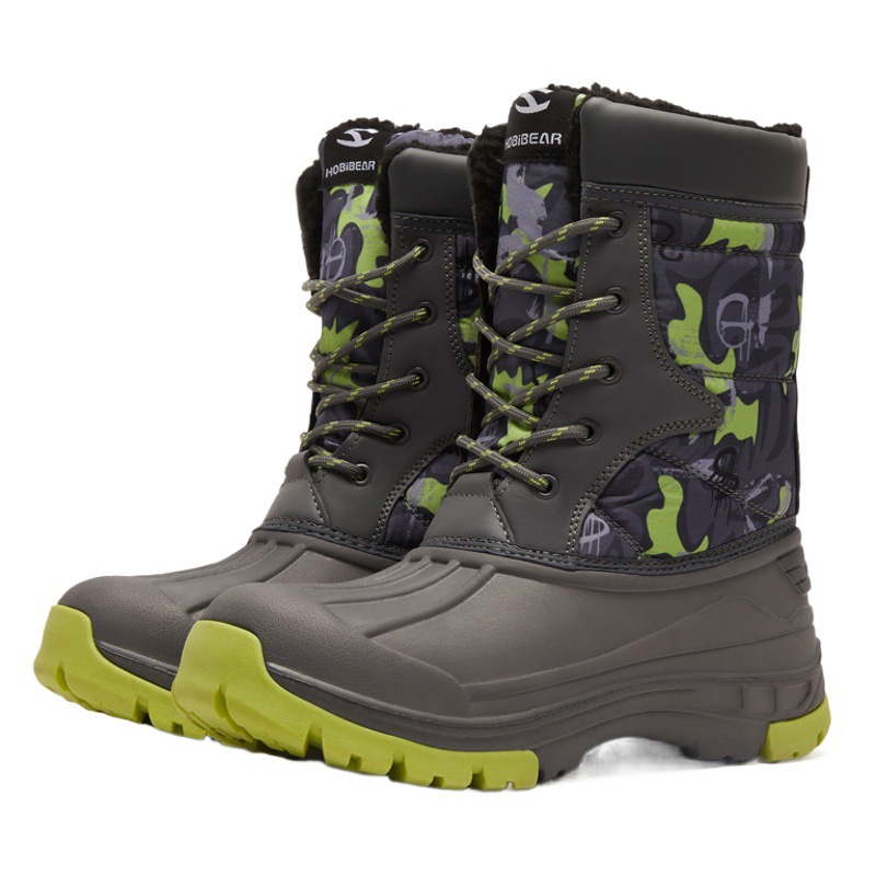 Habbear botas de nieve para niños botas de algodón forradas de lana botas de algodón de media pantorrilla botas de algodón de estilo de comercio exterior cálido entrega de una sola pieza