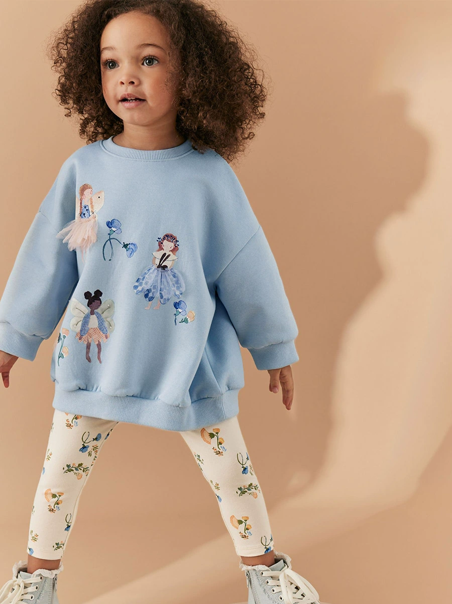 Детский осенний свитшот и леггинсы, западный стиль, размеры 2T–7T