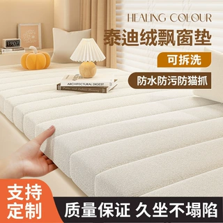 定制跨境泰迪绒飘窗垫高密度海绵防水防污可拆洗阳台垫四季坐垫