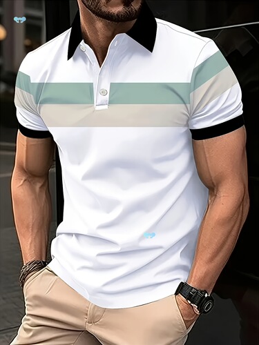 Men's Premium Casual Button Polo Shirt Lightweight Button-down Polo Shirt