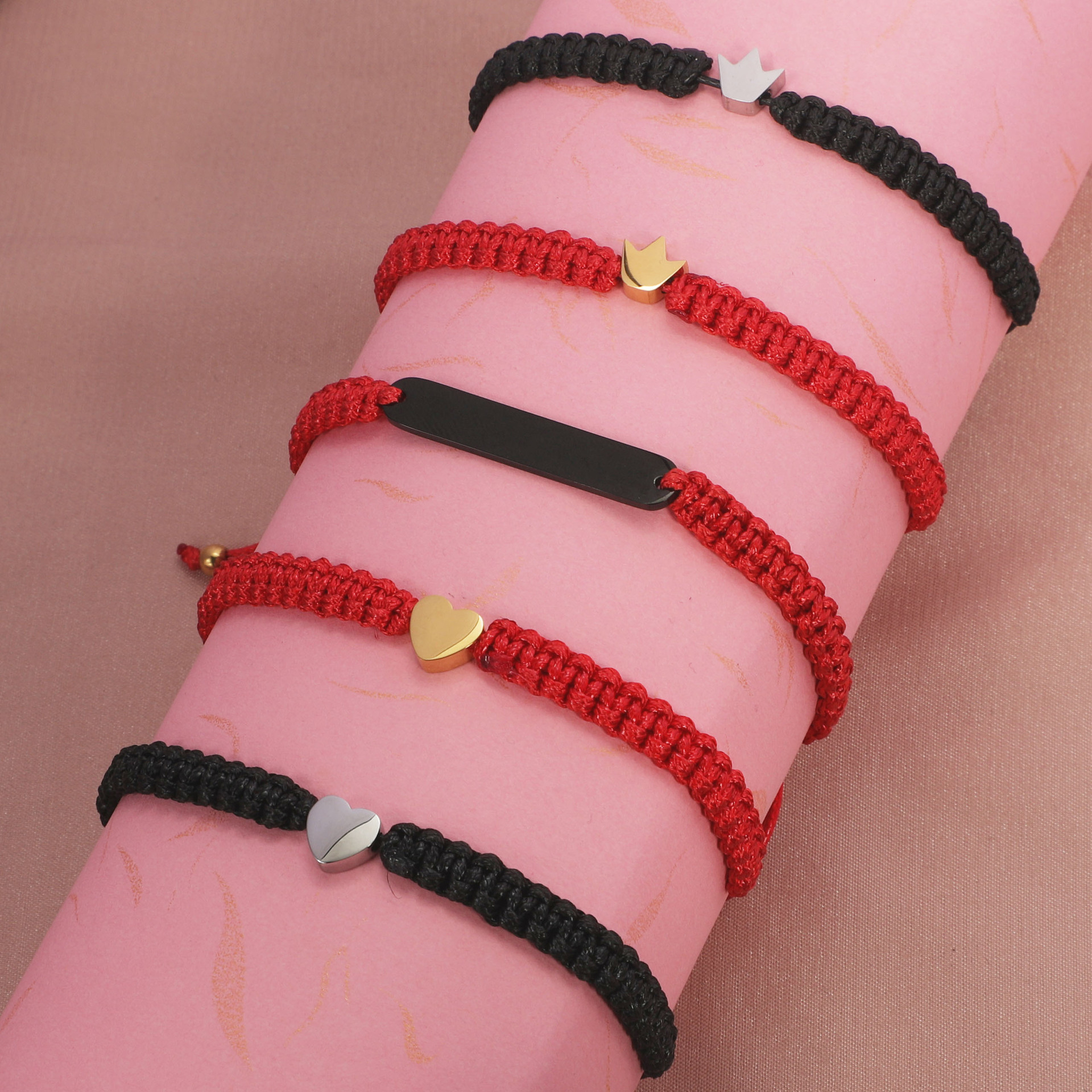 Cord String Chain Type Simple Style Heart Shape Crown Rope Cord String String Bracelets Wholesale