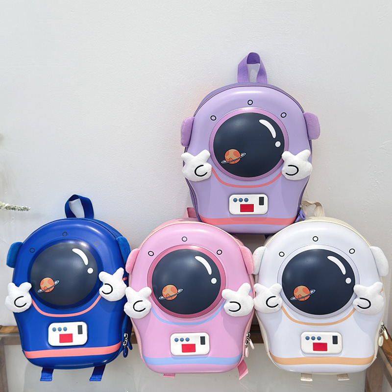 Jardín de infantes mochila de bebés dibujos animados lindos astronautas mochila de niños y niñas lámpara parpadea mochila de niños