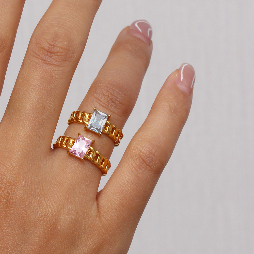 Womenu0027S Fashion Geometric Stainless Steel Rings Geometry National Tide Metal Zircon Stainless St