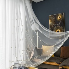 田园风绣花窗帘纱工程纱美式刺绣窗纱家装阳台卧室成品飘窗白纱帘