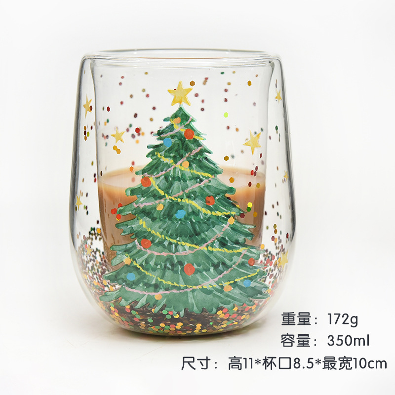 Nueva taza de árbol de Navidad, resistente al calor y no caliente, taza de doble capa, taza de Navidad de lentejuelas fluidas, árbol de Navidad de doble capa de dibujos animados image 6