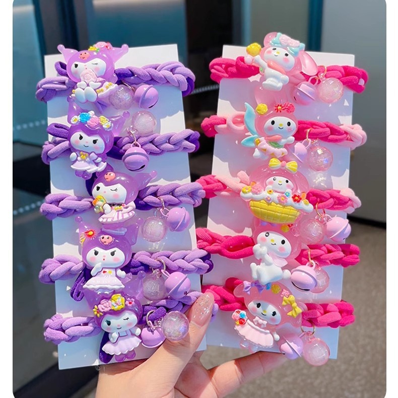 兒童卡通庫洛米編織發圈頭繩甜美女童丸子頭高馬尾橡皮筋女孩髮飾