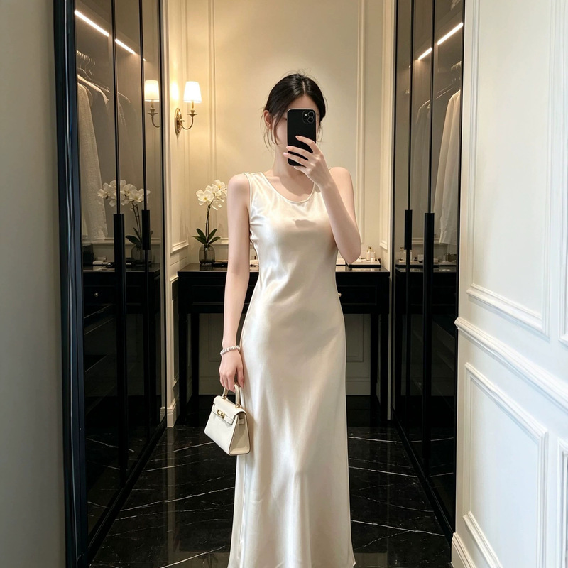 45 Degree Oblique Cut Long Wide Shoulder Strap Acetic Acid Sling Skirt Slim Concealer U-Neck Giant Concealer dress Vessel Skirt 45 Degree Oblique Cut Long Wide Shoulder Strap Acetic Acid Sling Skirt Slim Concealer U-Neck Giant Concealer dress Vessel Skirt