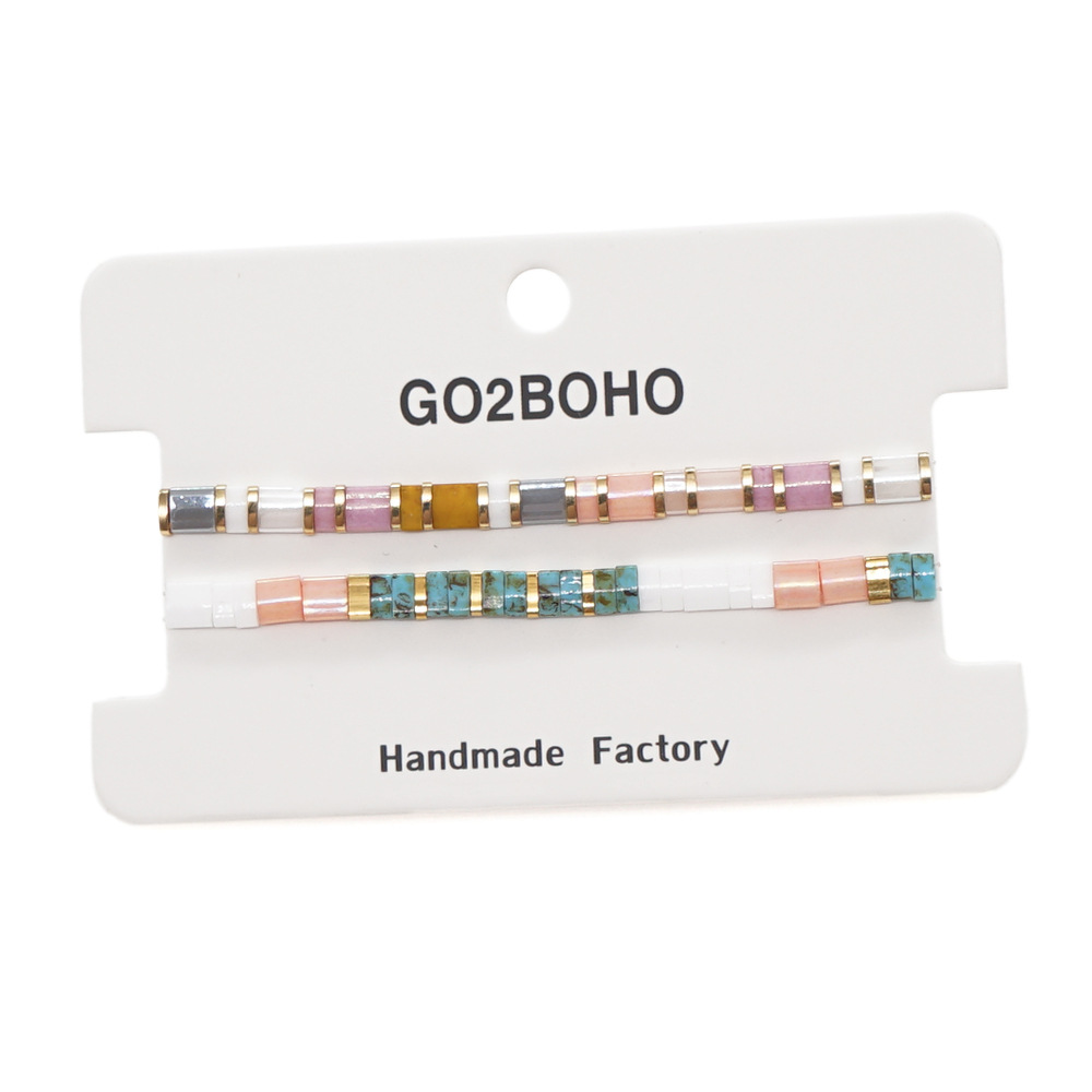 Bohemian Style New 2 Sets Simple Tila Glass Beads Rainbow Small Bracelet display picture 2