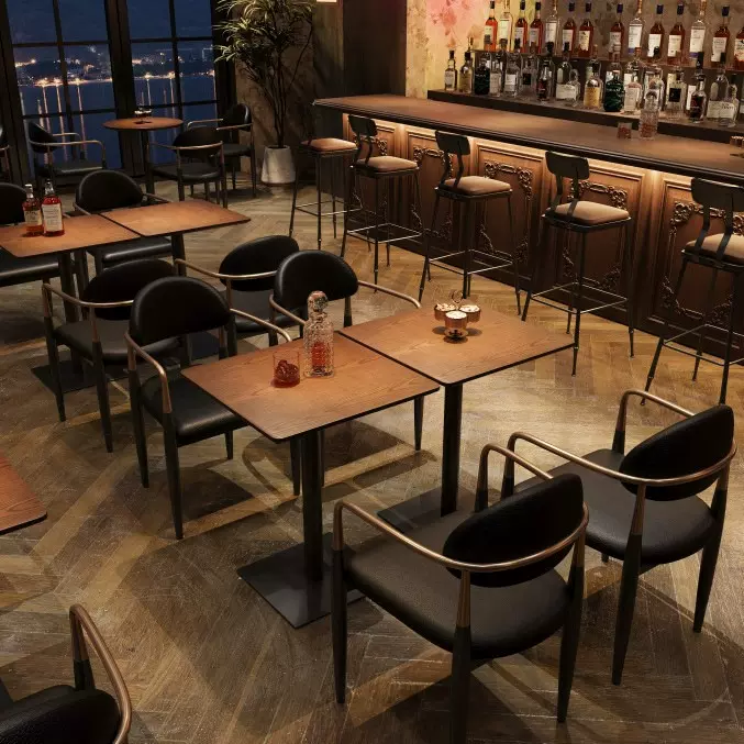 复古小酒馆清吧桌椅组合咖啡厅餐吧餐椅主题西餐厅茶餐厅桌子椅子