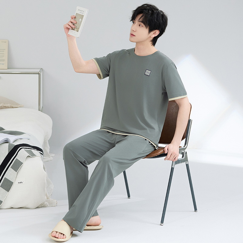 Pijamas de hombre verano algodón puro 2025 nuevo verano fresco algodón fresco pantalones de manga corta se pueden usar al aire libre traje de servicio a domicilio