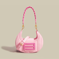 小眾設計粉色腋下包女新月包2024夏季新款高級質感手工編織單肩包