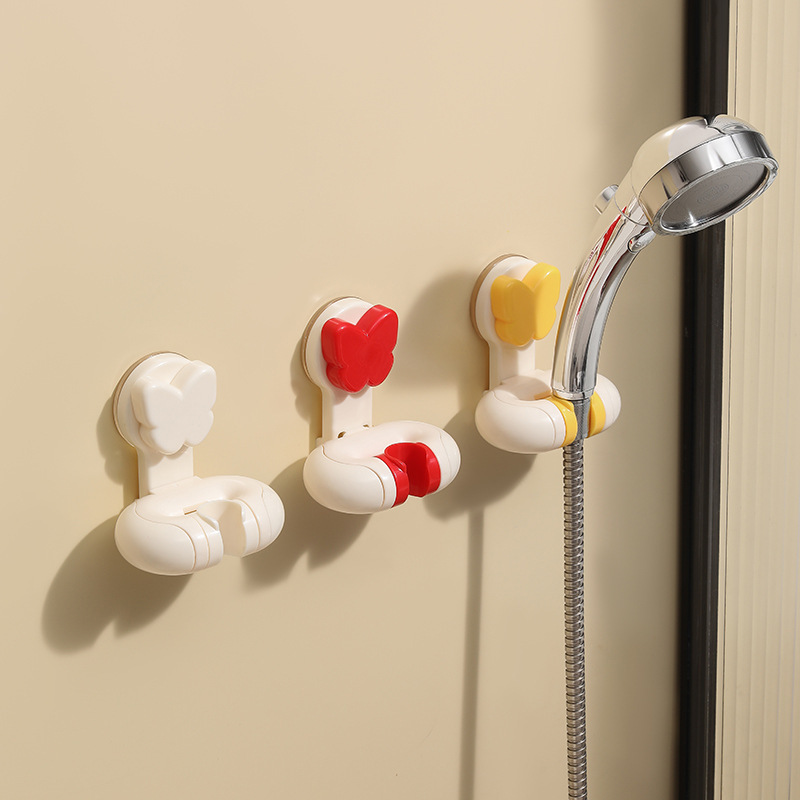 Butterfly Suction Cup Shower Holder, No-Drill Wall-Mounted Hook, Household Showerhead Bathroom Fixture