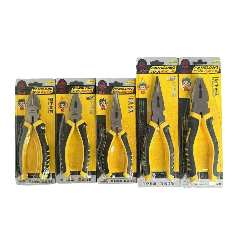 Fabricante de alicates Alicates de alambre con mango de tigre de la marca Panglong Alicates de punta fina Alicates diagonales Alicates de herramientas de hardware manual Alicates de banco