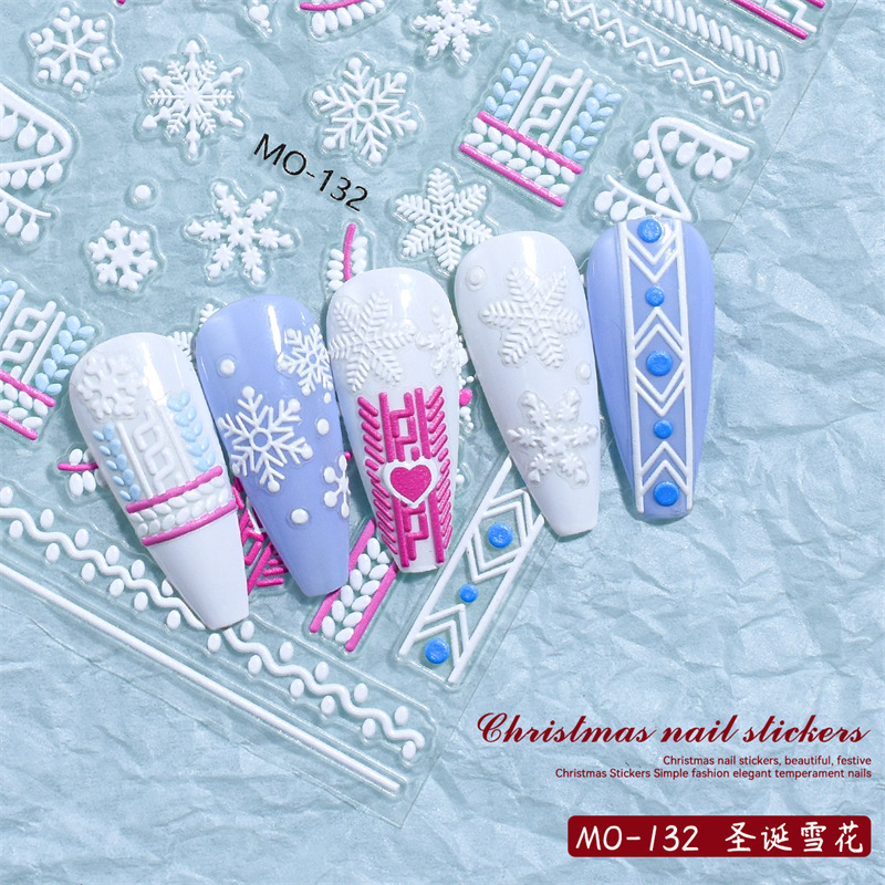Nuevo Alivio de Navidad pegatinas de uñas árbol de Navidad copo de nieve Santa Claus impermeable pegatinas de uñas tridimensionales con adhesivo