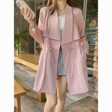 大码秋装新款时尚百搭气质英伦休闲风衣外套宽松显中长款大衣女