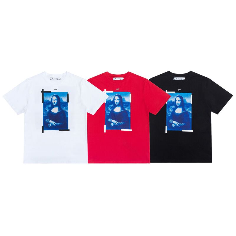 2021 spring and summer new OW Mona Lisa oil painting short sleeve T-shirt men and women with a wholesale generation of hair