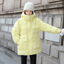 正品撤柜羽绒服女2025新款冬中长款收腰小个子白鸭绒工装厚外套潮